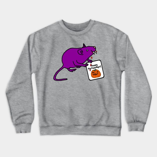 Vampire Horror Rat with Halloween Card Crewneck Sweatshirt by ellenhenryart